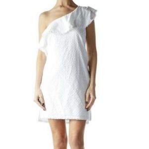 Cloth and Stone Evereve Dress Small Medium White Cotton Eyelet One Shoulder